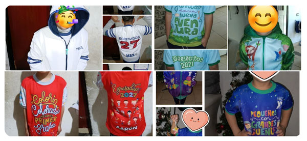 Collage de camperitas y remeras compartido por Mariana